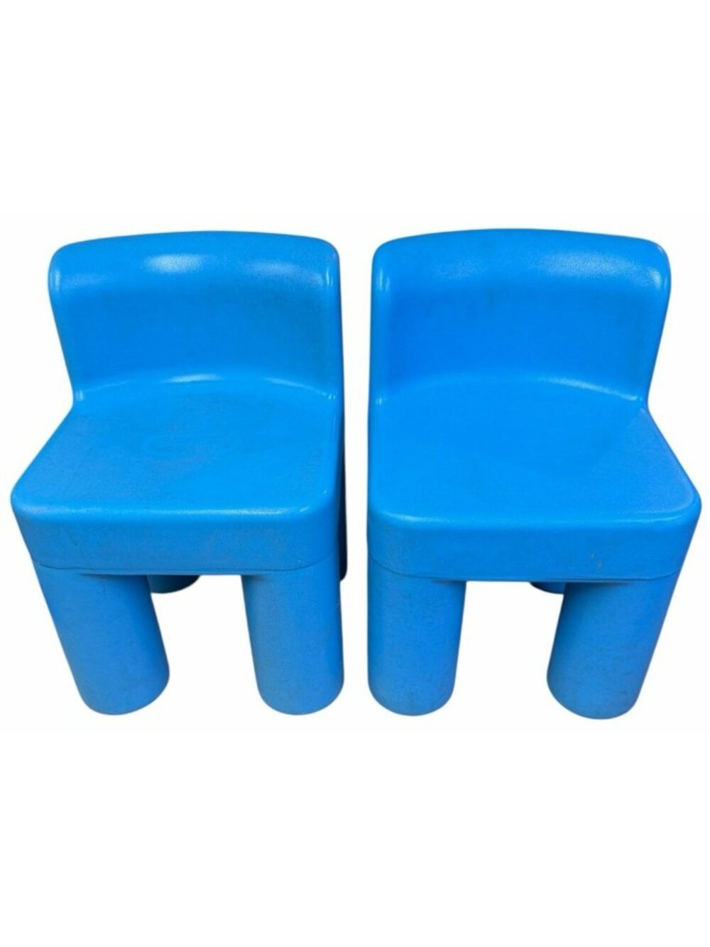 BRIGHT BLUE Lot of 2 Vintage Little Tikes CHILD SIZE Chunky Chair Sturdy Plastic